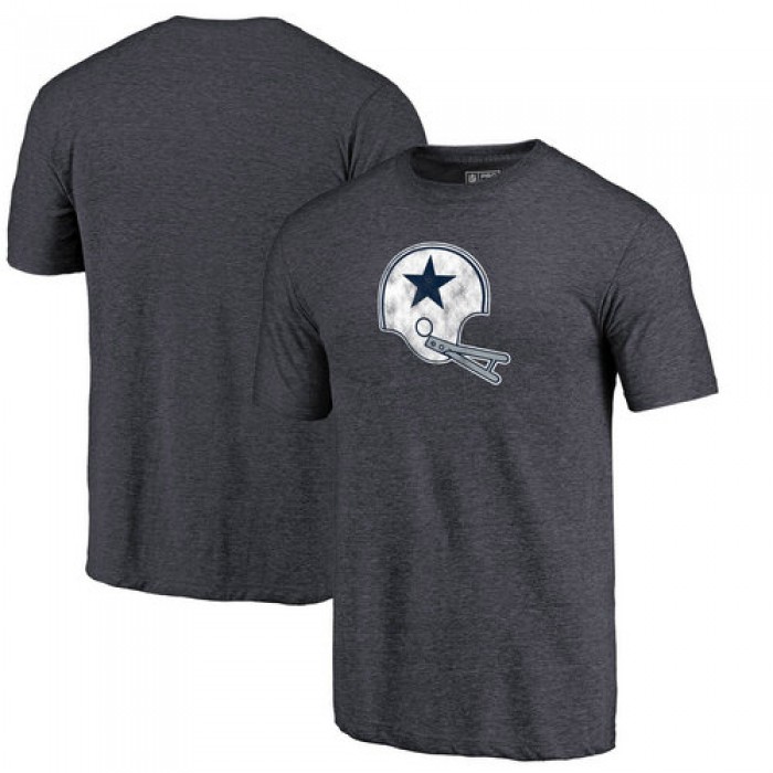 Dallas Cowboys Navy Throwback Logo Tri-Blend NFL Pro Line by T-Shirt
