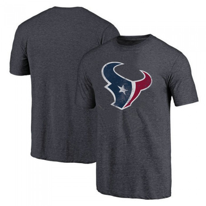 Houston Texan Navy Throwback Logo Tri-Blend NFL Pro Line by T-Shirt