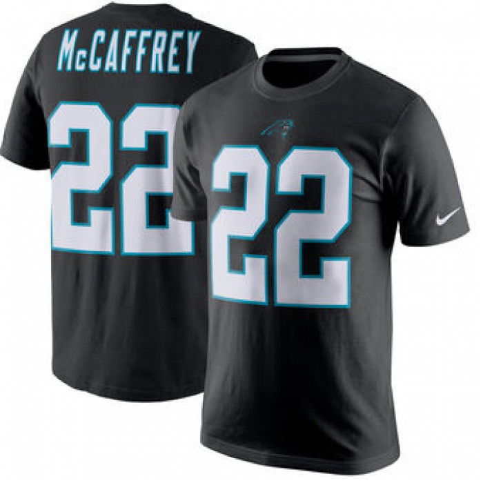Men's Carolina Panthers 22 Christian McCaffrey Nike Black Player Pride Name & Number T-Shirt