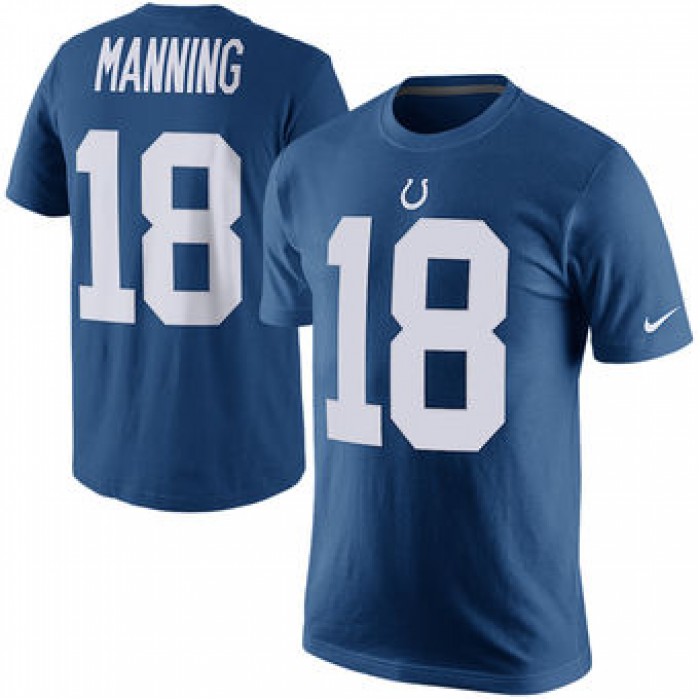 Men's Indianapolis Colts 18 Peyton Manning Nike Royal Player Pride Name & Number T-Shirt