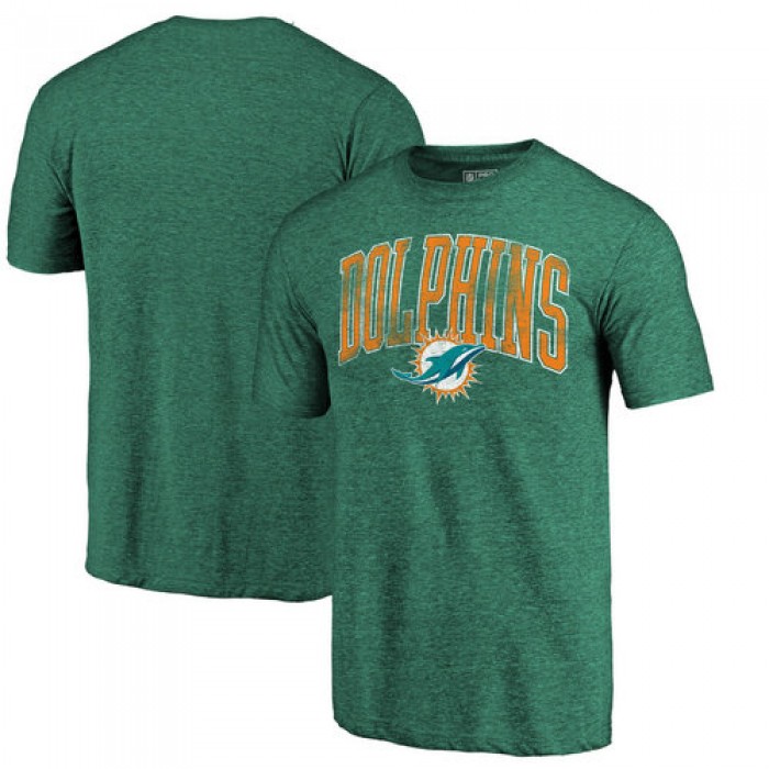 Miami Dolphins Aqua Wide Arch Tri-Blend NFL Pro Line by T-Shirt