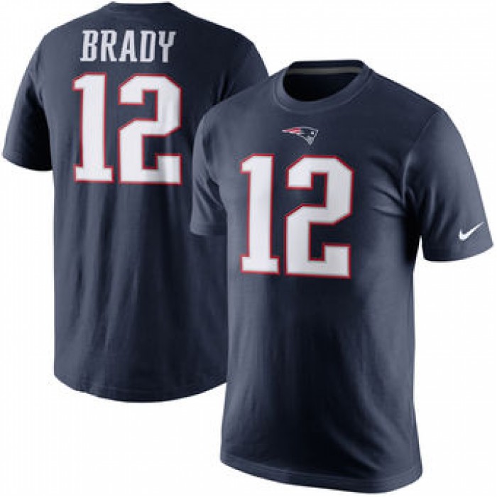 Men's New England Patriots 12 Tom Brady Nike Navy Blue Player Pride Name & Number T-Shirt