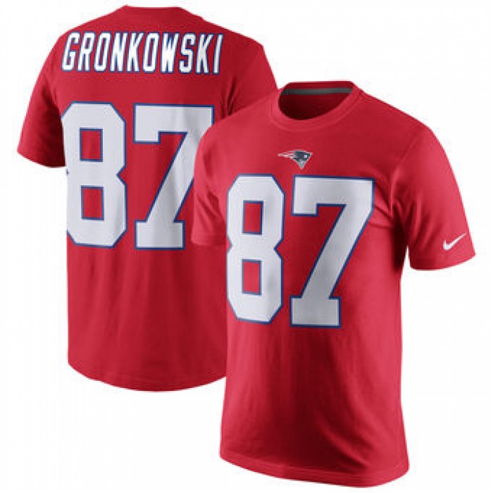 Men's New England Patriots 87 Rob Gronkowski Nike Red Player Pride Name & Number T-Shirt