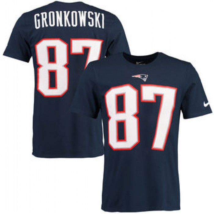 Men's New England Patriots 87 Rob Gronkowski Nike Navy Blue Player Pride Name & Number T-Shirt