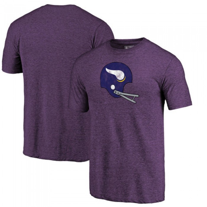 Minnesota Vikings Heathered Purple Helmet Throwback Logo Tri-Blend NFL Pro Line by T-Shirt