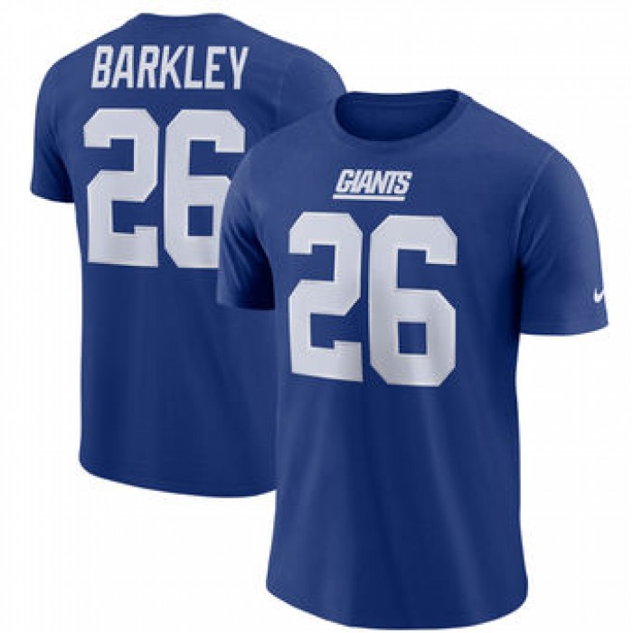 Men's New York Giants 26 Saquon Barkley Nike Royal Dri-FIT Player Pride 3.0 Name & Number T-Shirt