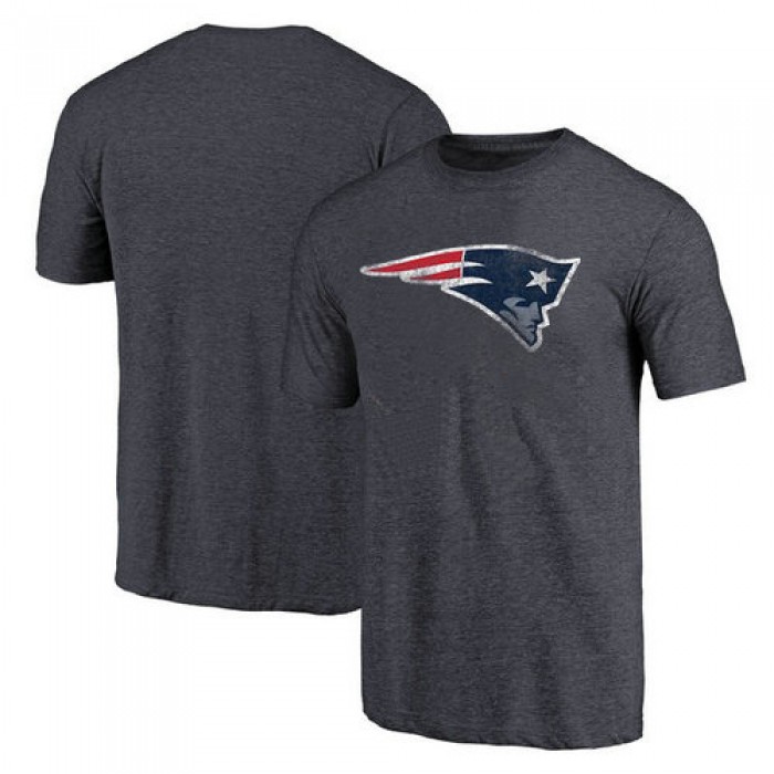 New England Patriots Navy Throwback Logo Tri-Blend V-Neck NFL Pro Line by T-Shirt
