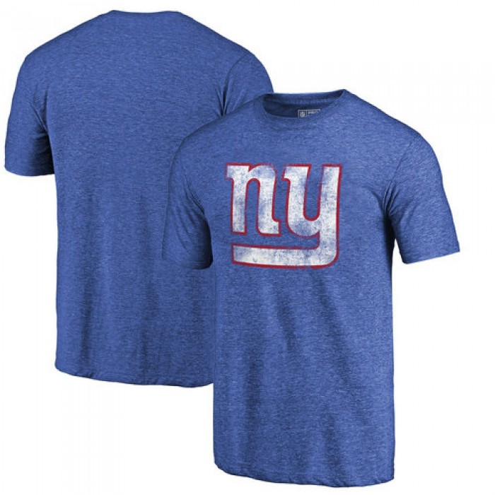 New York Giants Royal Throwback Logo Tri-Blend NFL Pro Line by T-Shirt
