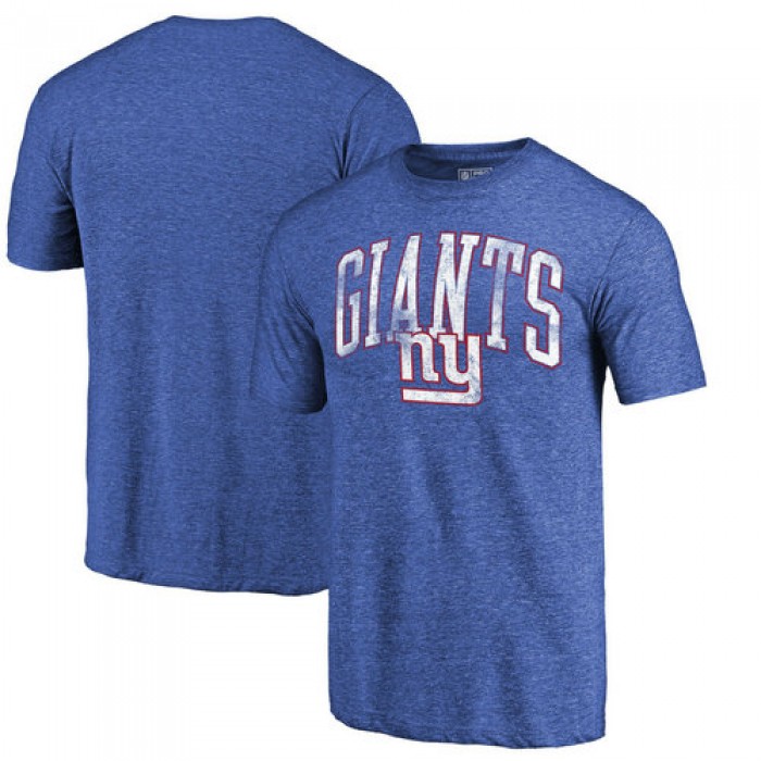 New York Giants Royal Wide Arch Tri-Blend NFL Pro Line by T-Shirt