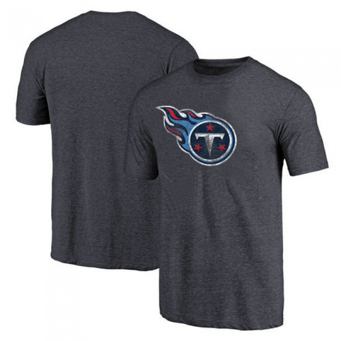 Tennessee Titans Navy Throwback Logo Tri-Blend NFL Pro Line by T-Shirt