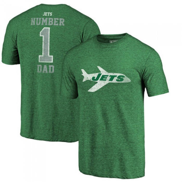 New York Jets Green Greatest Dad Retro Tri-Blend NFL Pro Line by Fanatics Branded T-Shirt