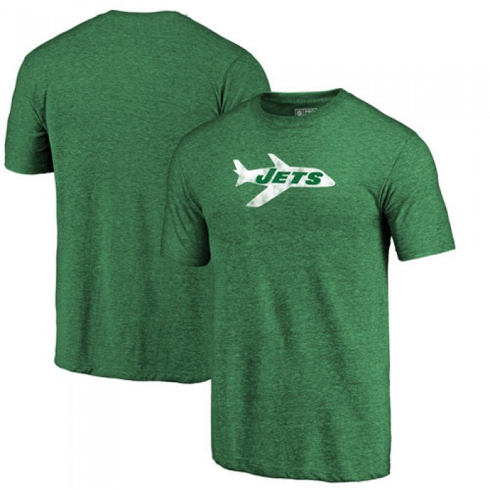 New York Jets Green Throwback Logo Tri-Blend NFL Pro Line by T-Shirt