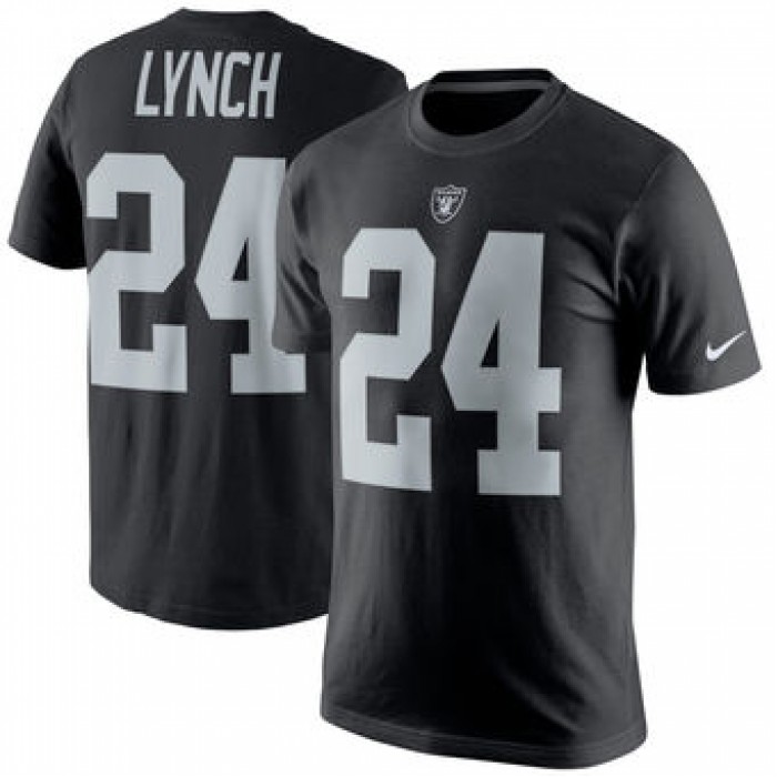 Men's Oakland Raiders 24 Marshawn Lynch Nike Black Player Pride Name & Number T-Shirt
