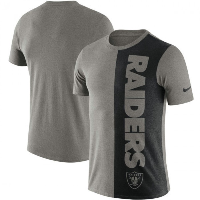 Oakland Raiders Nike Coin Flip Tri-Blend T-Shirt - Heathered GrayBlack