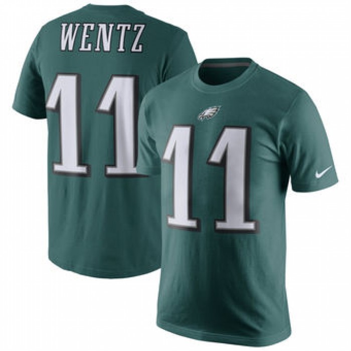 Men's Philadelphia Eagles 11 Carson Wentz Nike Green Player Pride Name & Number T-Shirt