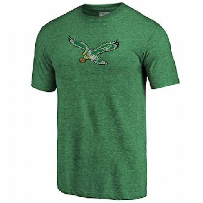 Men's Philadelphia Eagles Fanatics Branded Green Throwback Logo Tri-Blend T-Shirt