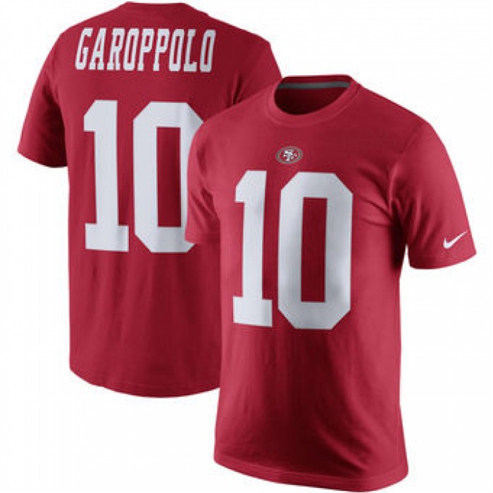 Men's San Francisco 49ers 10 Jimmy Garoppolo Nike Scarlet Player Pride Name & Number T-Shirt