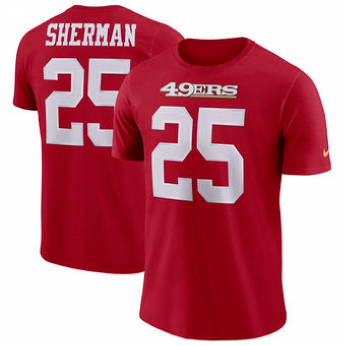 Men's San Francisco 49ers 25 Richard Sherman Nike Scarlet Dri-FIT Player Pride 3.0 Name & Number T-Shirt