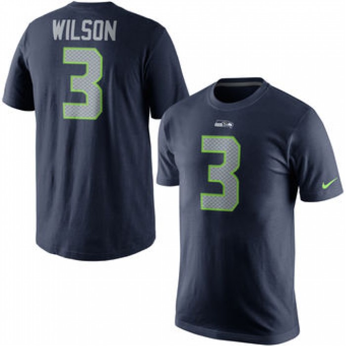Men's Seattle Seahawks 3 Russell Wilson Nike College Navy Player Pride Name & Number T-Shirt