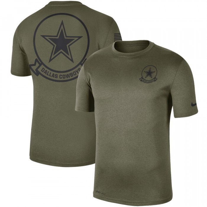 Men's Dallas Cowboys Nike Olive 2019 Salute to Service Sideline Seal Legend Performance T-Shirt