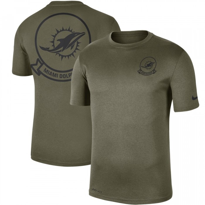 Men's Miami Dolphins Nike Olive 2019 Salute to Service Sideline Seal Legend Performance T-Shirt