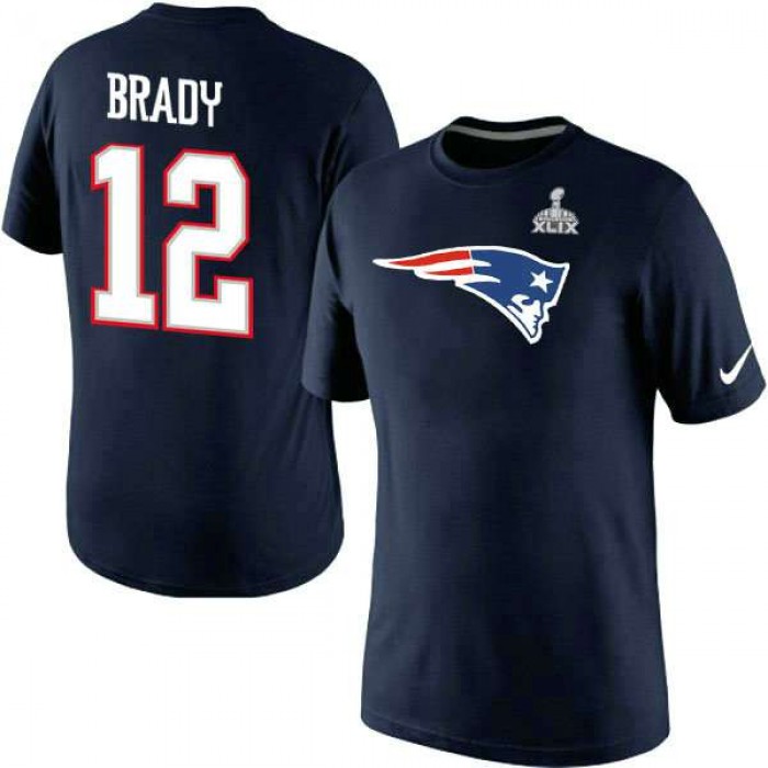 Nike New England Patriots #12 Tom Brady Blue Superbowl Player Pride Name & Number T-Shirt