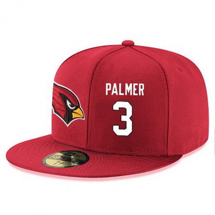 Arizona Cardinals #3 Carson Palmer Snapback Cap NFL Player Red with White Number Stitched Hat