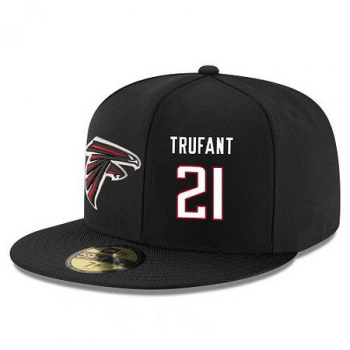 Atlanta Falcons #21 Desmond Trufant Snapback Cap NFL Player Black with White Number Stitched Hat