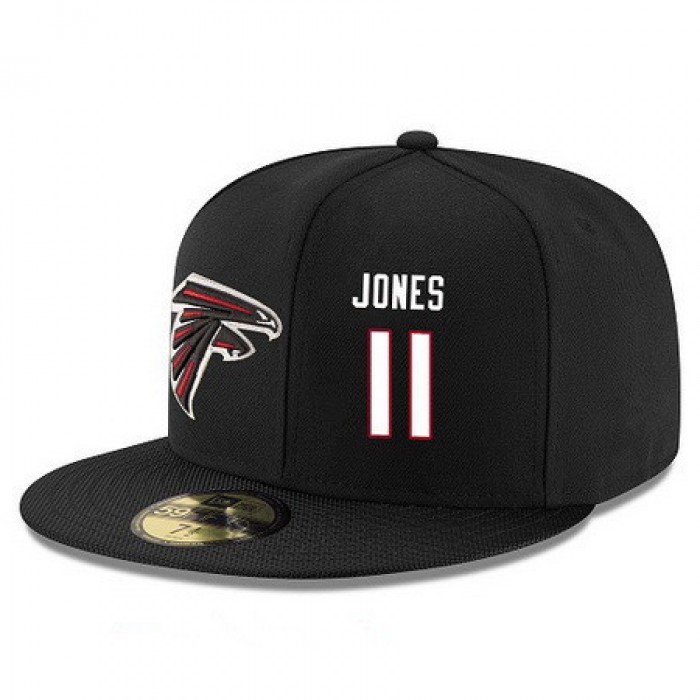 Atlanta Falcons #11 Julio Jones Snapback Cap NFL Player Black with White Number Stitched Hat