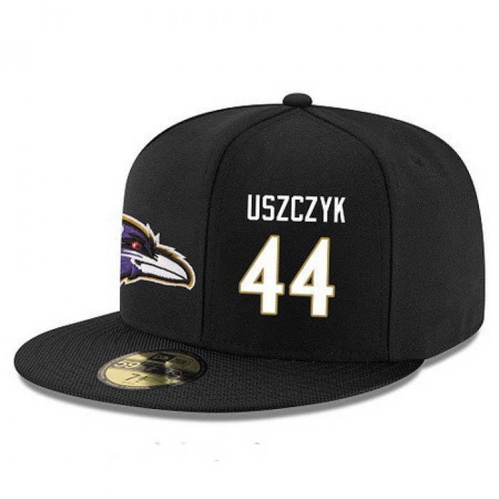 Baltimore Ravens #44 Kyle Juszczyk Snapback Cap NFL Player Black with White Number Stitched Hat