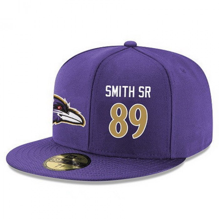 Baltimore Ravens #89 Steve Smith Sr Snapback Cap NFL Player Purple with Gold Number Stitched Hat