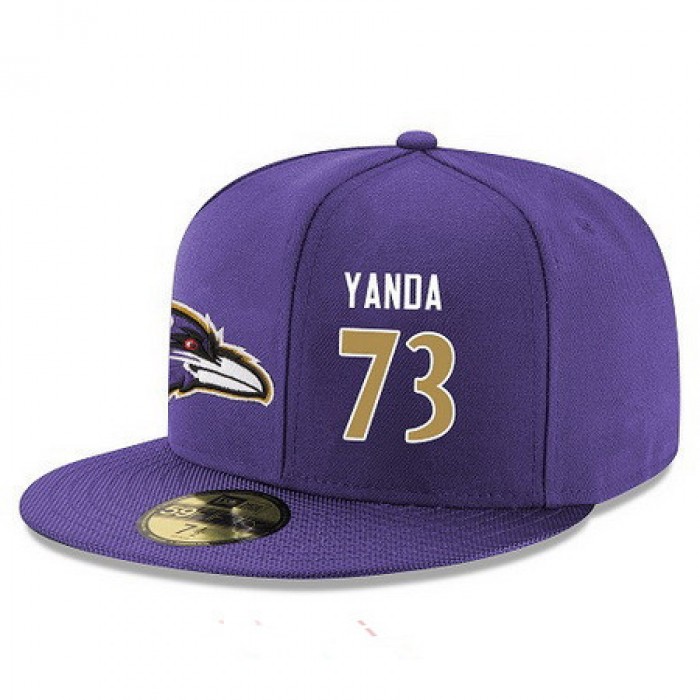Baltimore Ravens #73 Marshal Yanda Snapback Cap NFL Player Purple with Gold Number Stitched Hat