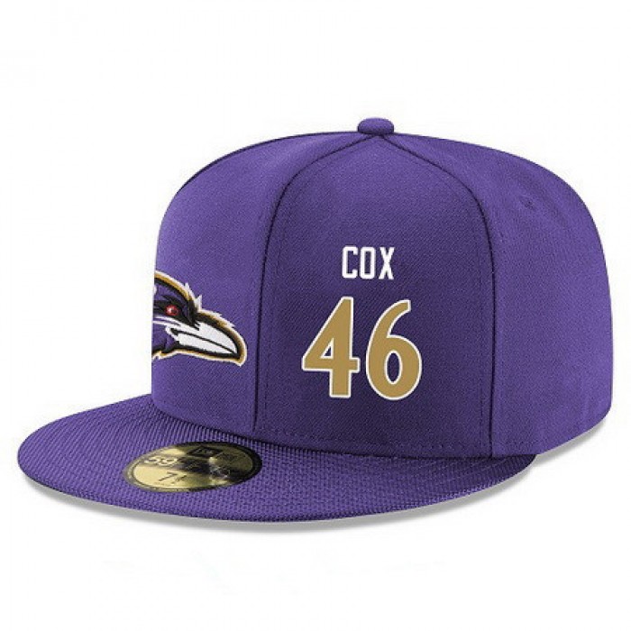 Baltimore Ravens #46 Morgan Cox Snapback Cap NFL Player Purple with Gold Number Stitched Hat
