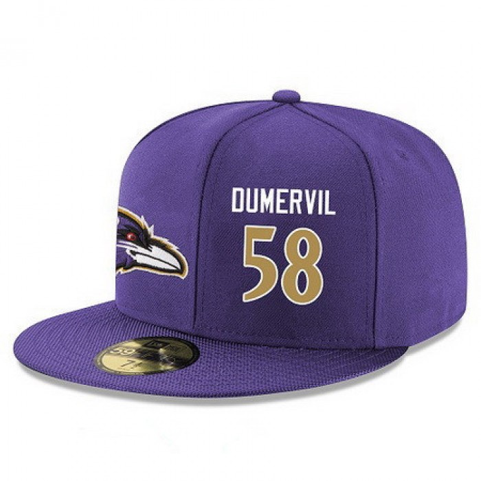 Baltimore Ravens #58 Elvis Dumervil Snapback Cap NFL Player Purple with Gold Number Stitched Hat