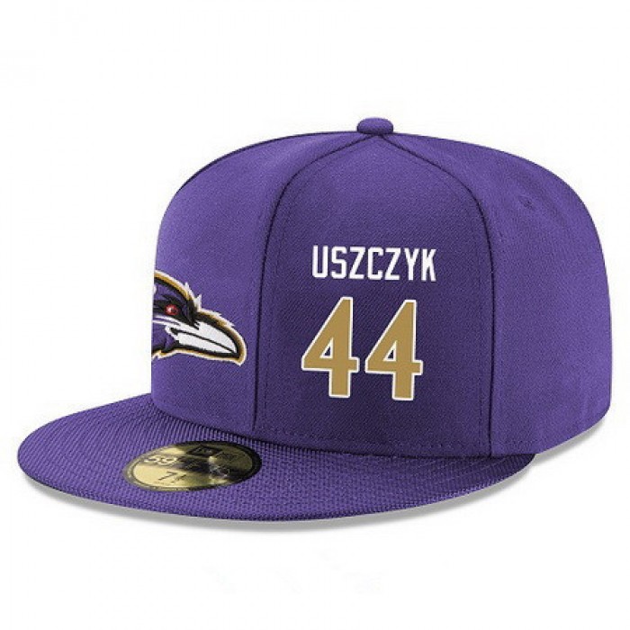 Baltimore Ravens #44 Kyle Juszczyk Snapback Cap NFL Player Purple with Gold Number Stitched Hat