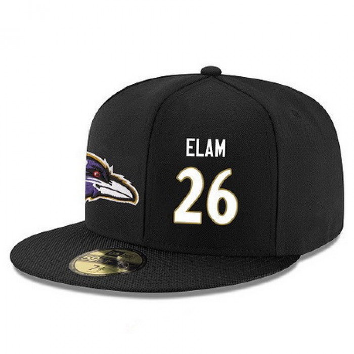Baltimore Ravens #26 Matt Elam Snapback Cap NFL Player Black with White Number Stitched Hat