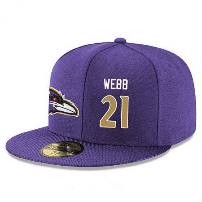 Baltimore Ravens #21 Lardarius Webb Snapback Cap NFL Player Purple with Gold Number Stitched Hat