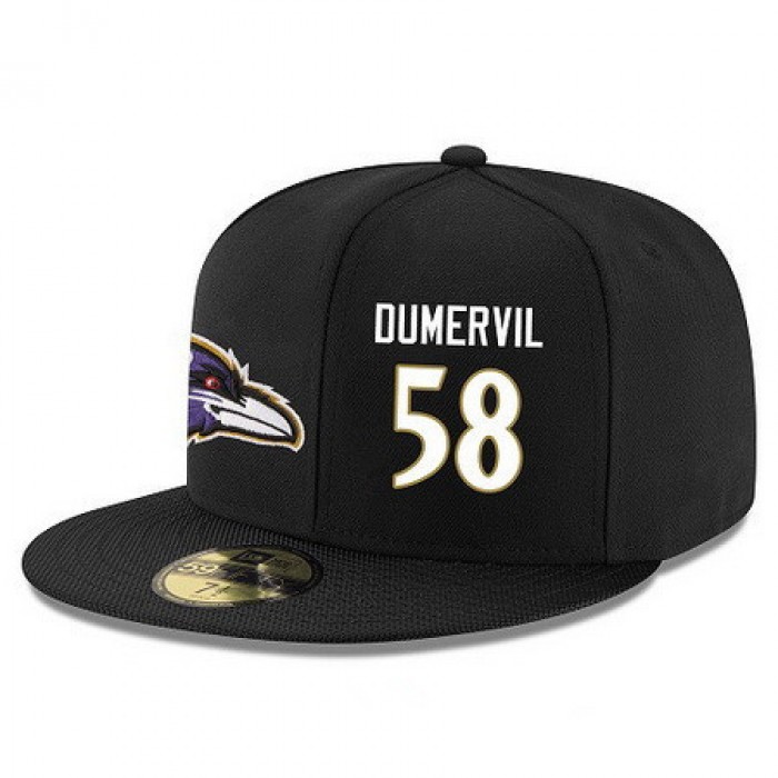 Baltimore Ravens #58 Elvis Dumervil Snapback Cap NFL Player Black with White Number Stitched Hat