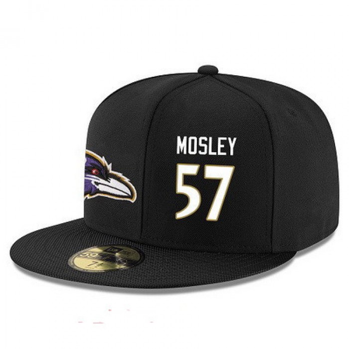 Baltimore Ravens #57 C.J. Mosley Snapback Cap NFL Player Black with White Number Stitched Hat