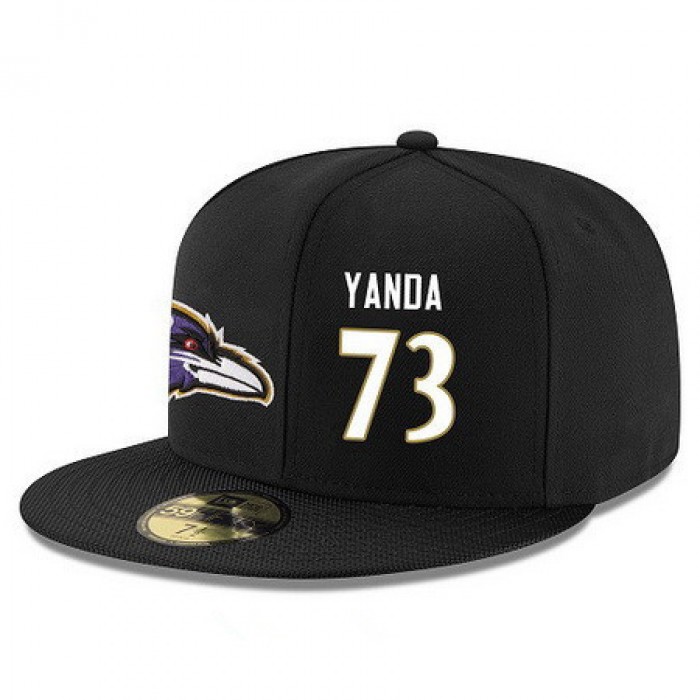 Baltimore Ravens #73 Marshal Yanda Snapback Cap NFL Player Black with White Number Stitched Hat