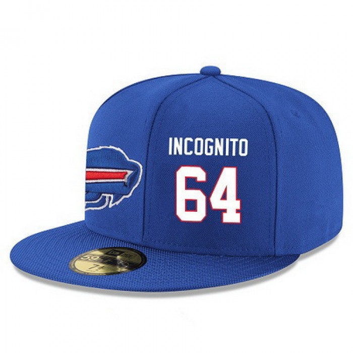 Buffalo Bills #64 Richie Incognito Snapback Cap NFL Player Royal Blue with White Number Stitched Hat