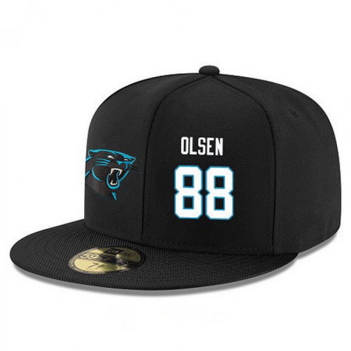 Carolina Panthers #88 Greg Olsen Snapback Cap NFL Player Black with White Number Stitched Hat