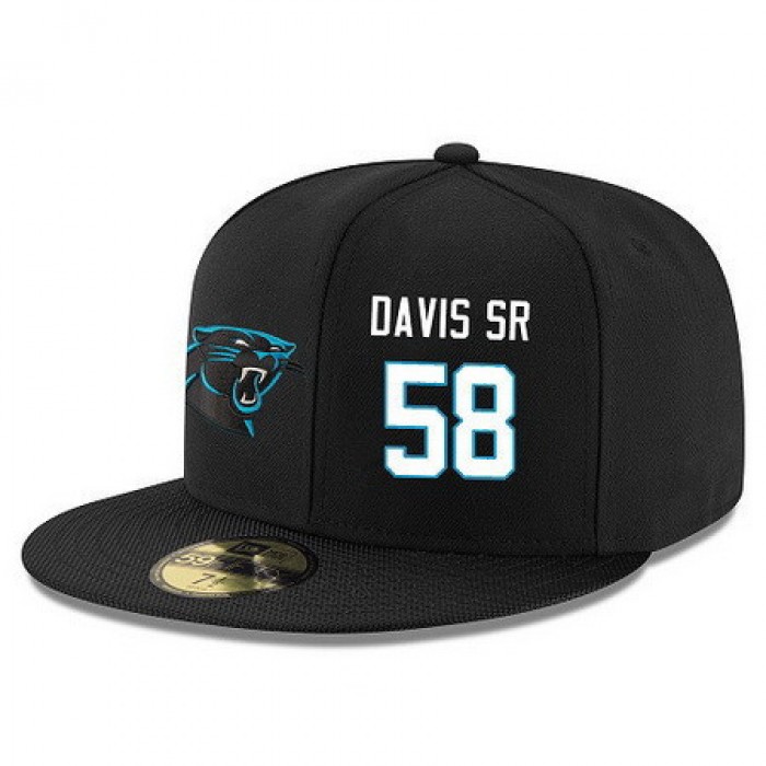 Carolina Panthers #58 Thomas Davis Snapback Cap NFL Player Black with White Number Stitched Hat
