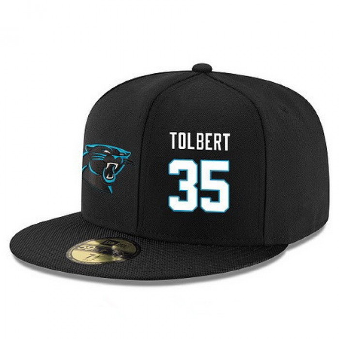 Carolina Panthers #35 Mike Tolbert Snapback Cap NFL Player Black with White Number Stitched Hat