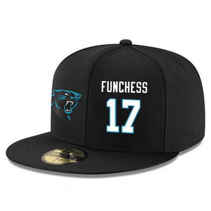 Carolina Panthers #17 Devin Funchess Snapback Cap NFL Player Black with White Number Stitched Hat