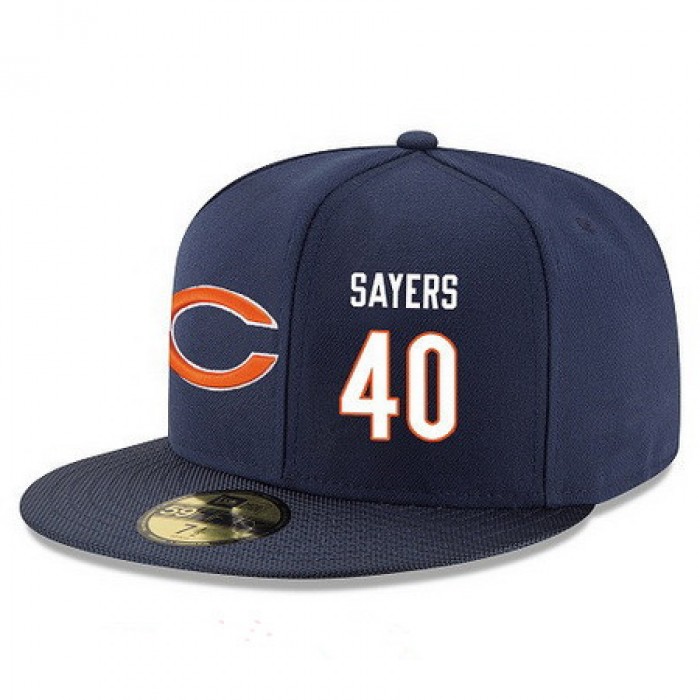 Chicago Bears #40 Gale Sayers Snapback Cap NFL Player Navy Blue with White Number Stitched Hat
