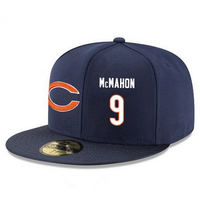 Chicago Bears #9 Jim McMahon Snapback Cap NFL Player Navy Blue with White Number Stitched Hat