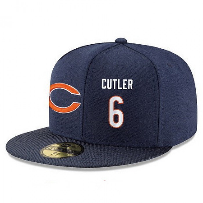 Chicago Bears #6 Jay Cutler Snapback Cap NFL Player Navy Blue with White Number Stitched Hat