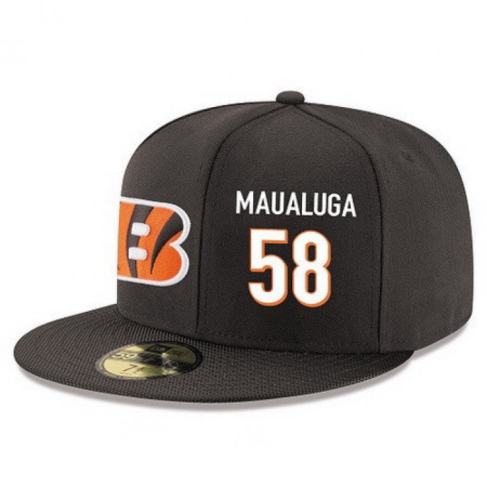Cincinnati Bengals #58 Rey Maualuga Snapback Cap NFL Player Black with White Number Stitched Hat
