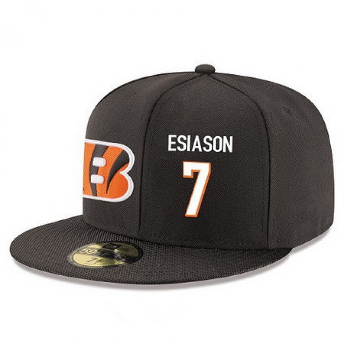 Cincinnati Bengals #7 Boomer Esiason Snapback Cap NFL Player Black with White Number Stitched Hat